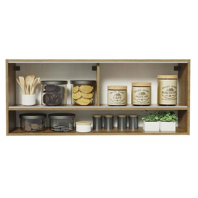 Armário Aéreo 120cm 2 Portas Correr Vidro Neutral 1 Nicho Rustic Para Cozinhas Glamy, Lux E Reims Madesa Rustic Rustic