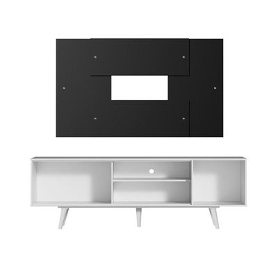 Rack Dubai com Pés e Painel até 58" Branco/preto Madesa