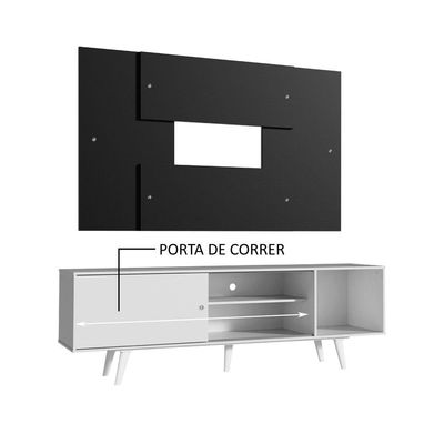 Rack Dubai com Pés e Painel até 58" Branco/preto Madesa