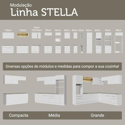 Armário De Cozinha Completa 190cm Stella Madesa Branco