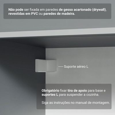 Armário De Cozinha Compacta Suspenso 200cm Nice Madesa XA07 Cinza