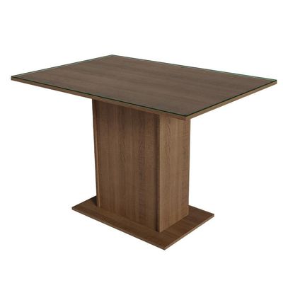 Conjunto Sala De Jantar Mesa Tampo De Vidro 4 Cadeiras Rustic/bege Camélia Madesa