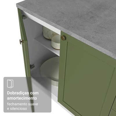 Balcão De Cozinha 120 Cm 2 Portas 3 Gavetas Branco/verde Vik Madesa Branco/verde