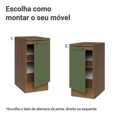 Balcão De Cozinha 40 Cm 1 Porta Rustic/verde Vik Madesa Rustic/verde