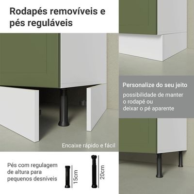 Balcão De Cozinha 120 Cm 2 Portas 3 Gavetas Branco/verde Vik Madesa Branco/verde