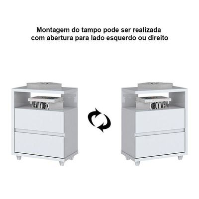 Kit 2 Mesas De Cabeceira Campeche 2 Gavetas Branco - Móveis Henn Branco