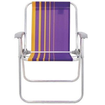 Kit 04 Cadeiras De Praia Tramontina Samoa Alta Em Alumínio Com Assento Roxo E Amarelo 92900003