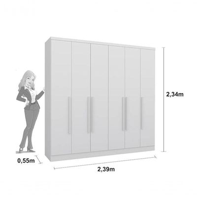 Guarda Roupa Casal Grande 6 Portas 2,39m - Veneza-neve - Tcil Móveis
