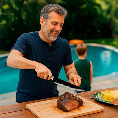 Kit Para Churrasco 3 Peças Faca Garra Amolador - Preto