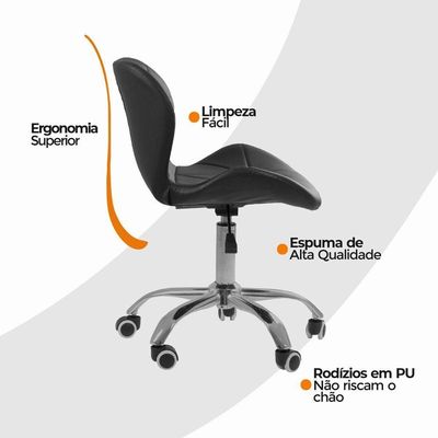 Cadeira Office Eiffel Slim Ajustável Oficial Preta