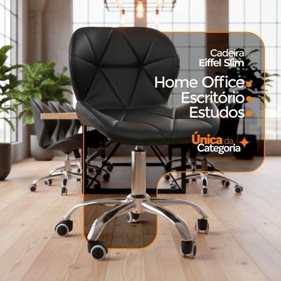 Cadeira Office Eiffel Slim Ajustável Oficial Preta