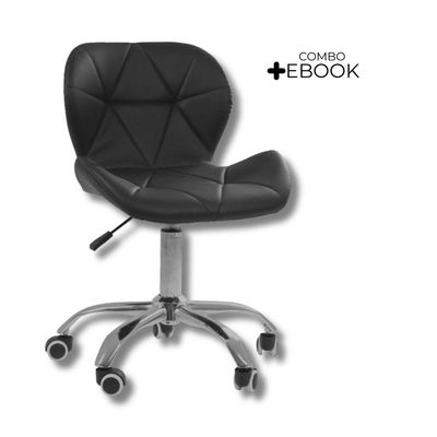 Cadeira Office Eiffel Slim Com Base Giratória Oficial Preto