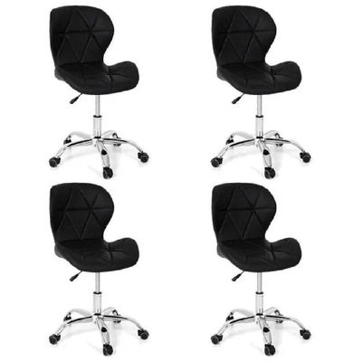 Kit 4 Cadeiras Office Eiffel Slim Ajustável Oficial Preta