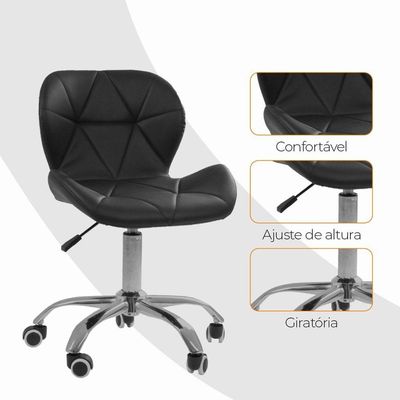 Kit 4 Cadeiras Office Eiffel Slim Ajustável Oficial Preta