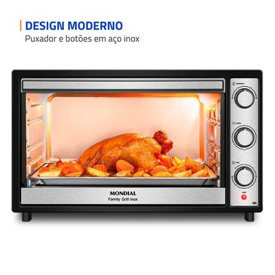 Forno Elétrico 60L Family Grill Inox Mondial Preto/Inox 1800W - FRN-60-BI 127V