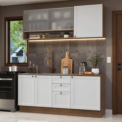 Armário De Cozinha Compacta 180 Cm Rustic-branco Vik Madesa 03 Rustic-branco