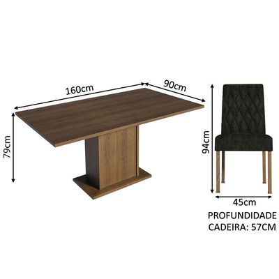 Conjunto Sala De Jantar Mesa Tampo De Madeira 6 Cadeiras Hanna Madesa Rustic/oxford