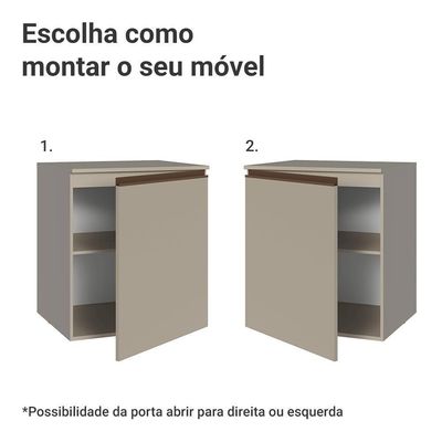 Balcão De Cozinha 60 Cm 1 Porta Suspenso Nice Madesa Crema