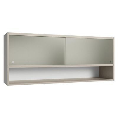 Armário Aéreo 2 Portas De Correr De Vidro Pontilhado E 1 Nicho Nice Madesa Crema