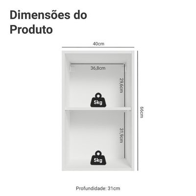 Armário Aéreo Para Quarto 40 Cm 1 Porta Branco Neo Madesa