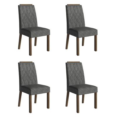 Kit 4 Cadeiras De Jantar 4256 Com Espaldar Rustic-silver Madesa
