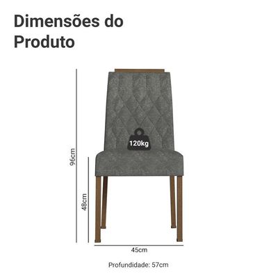 Kit 4 Cadeiras De Jantar 4256 Com Espaldar Rustic-silver Madesa