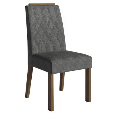 Kit 4 Cadeiras De Jantar 4256 Com Espaldar Rustic-silver Madesa