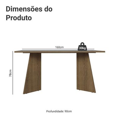 Mesa De Jantar Retangular Tampo De Madeira 5389 Rustic-cinza Madesa Rustic-cinza