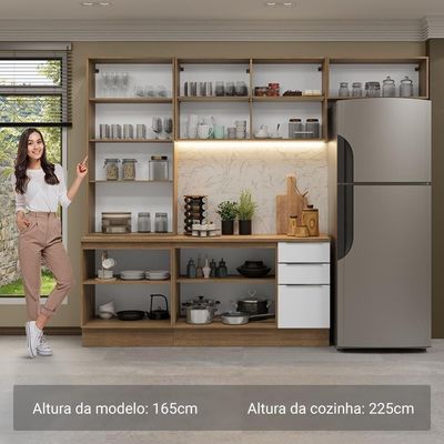Armário De Cozinha Completa 270cm Rustic/branco Stella Madesa 11