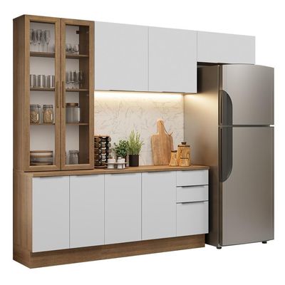 Armário De Cozinha Completa 270cm Rustic/branco Stella Madesa 11