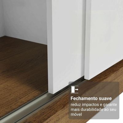 Guarda-roupa Casal Com Pés 3 Portas De Correr Rustic Branco Reno Madesa