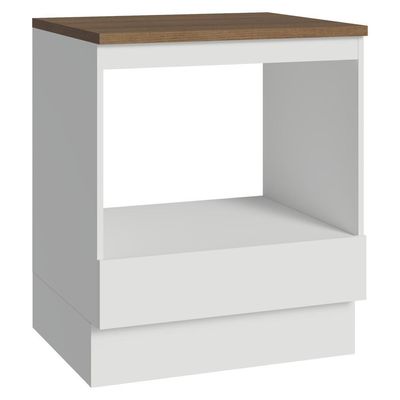 Balcão Para Forno/micro-ondas 70 Cm 1 Gaveta Branco Tampo Rustic Madesa Branco/rustic