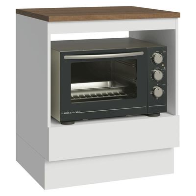 Balcão Para Forno/micro-ondas 70 Cm 1 Gaveta Branco Tampo Rustic Madesa Branco/rustic
