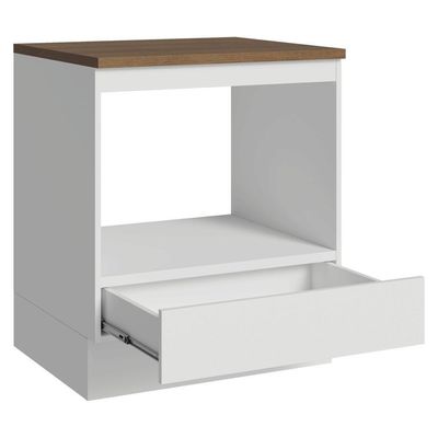 Balcão Para Forno/micro-ondas 70 Cm 1 Gaveta Branco Tampo Rustic Madesa Branco/rustic