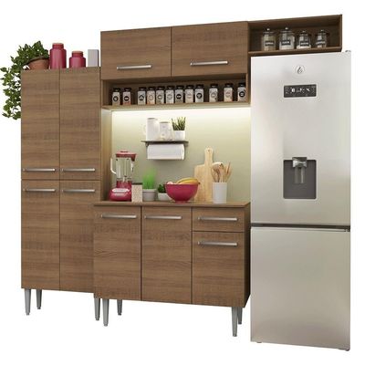 Armário De Cozinha Completa 229cm Rustic Emilly Madesa 18xa Rustic