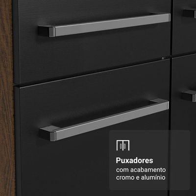 Armário De Cozinha Completa 225cm Rustic/preto Emilly Madesa 01 Rustic/preto