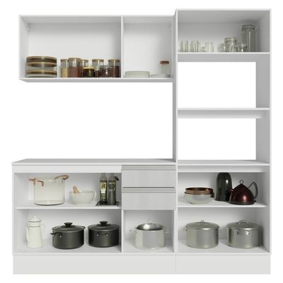 Armário De Cozinha Completa 100% Mdf 190cm Smart Branco Brilhante Madesa 01 Branco