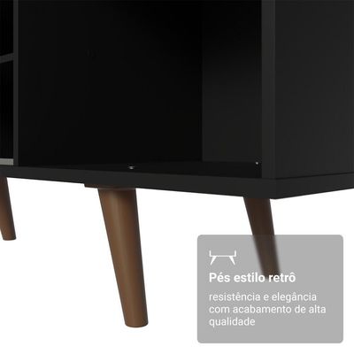 Rack Para Tv Até 80 Polegadas 160cm Preto/rustic Com Pés Rustic Torino Madesa Preto/rustic