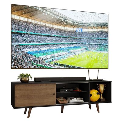 Rack Para Tv Até 80 Polegadas 160cm Preto/rustic Com Pés Rustic Torino Madesa Preto/rustic