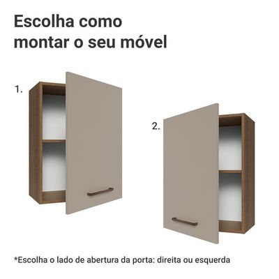 Armário Aéreo 50cm 1 Porta Rustic/crema Agata Madesa Rustic/crema