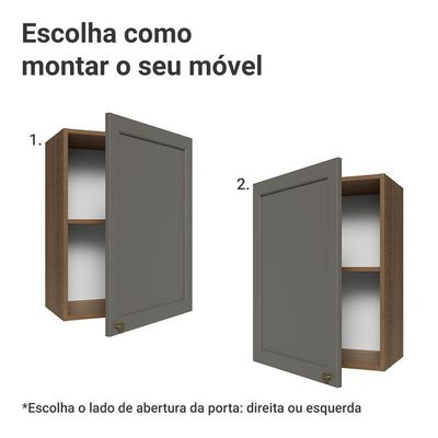 Armário Aéreo 50cm 1 Porta Rustic/cinza Vik Madesa Rustic/cinza
