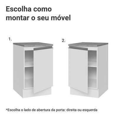 Balcão De Cozinha 50cm 1 Porta Branco Glamy Madesa Branco