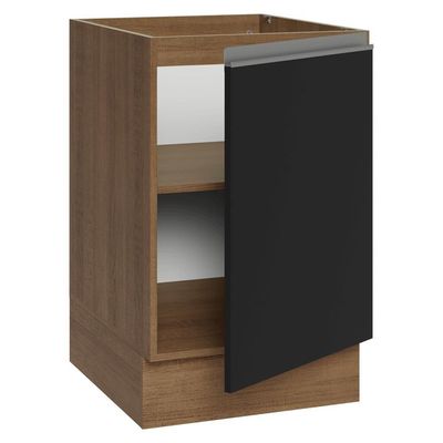 Balcão De Cozinha 50cm 1 Porta (sem Tampo) Rp Glamy Madesa Rustic/preto