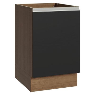 Balcão De Cozinha 50cm 1 Porta (sem Tampo) Rp Glamy Madesa Rustic/preto