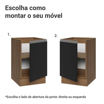 Balcão De Cozinha 50cm 1 Porta (sem Tampo) Rp Glamy Madesa Rustic/preto