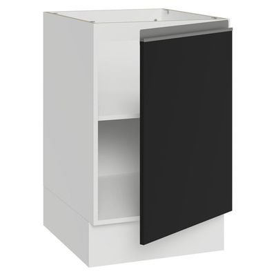 Balcão De Cozinha 50cm 1 Porta (sem Tampo) Bp Glamy Madesa Branco/preto