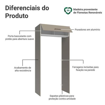 Porta-geladeira 103 Cm 1 Porta Basculante Crema/branco/crema Agata Madesa Crema/branco/crema