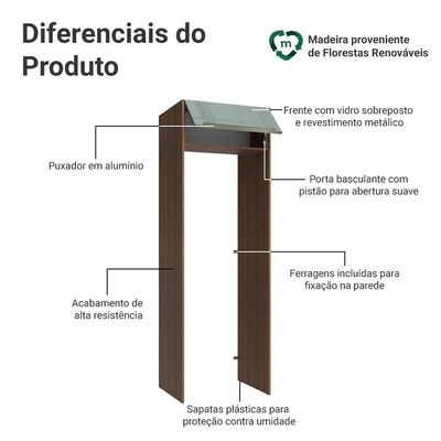 Porta-geladeira 73 Cm 1 Porta Basculante Rustic/cinza Lux Madesa Rustic/cinza