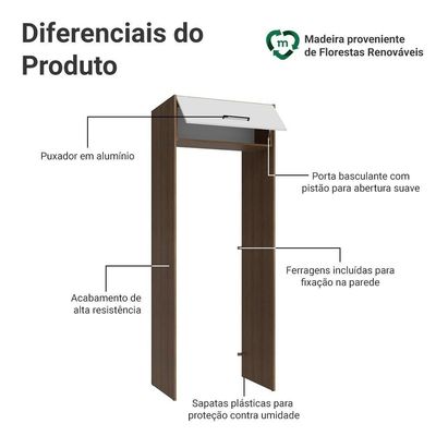 Porta-geladeira 83 Cm 1 Porta Basculante Rustic/branco Agata Madesa Rustic/branco