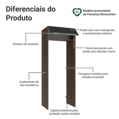 Porta-geladeira 83 Cm 1 Porta Basculante Rustic/preto Lux Madesa Rustic/preto